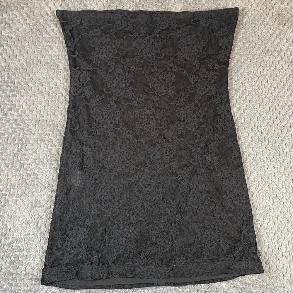 Black‎ Floral Lace and Mesh Top Women's Size XL Sheer Whimsigoth Fairy Grunge